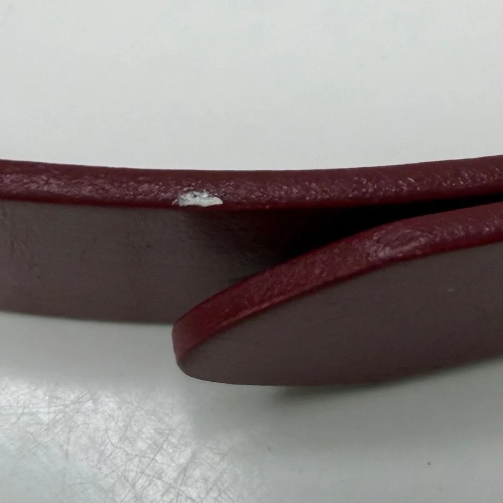 Buffway Leather Belt Mens Burgundy Red Gunmetal Buckle Classic Minimalist 34